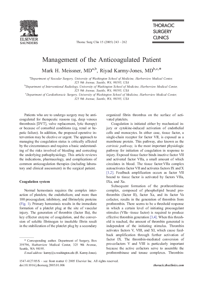 Management of the Anticoagulated Patient