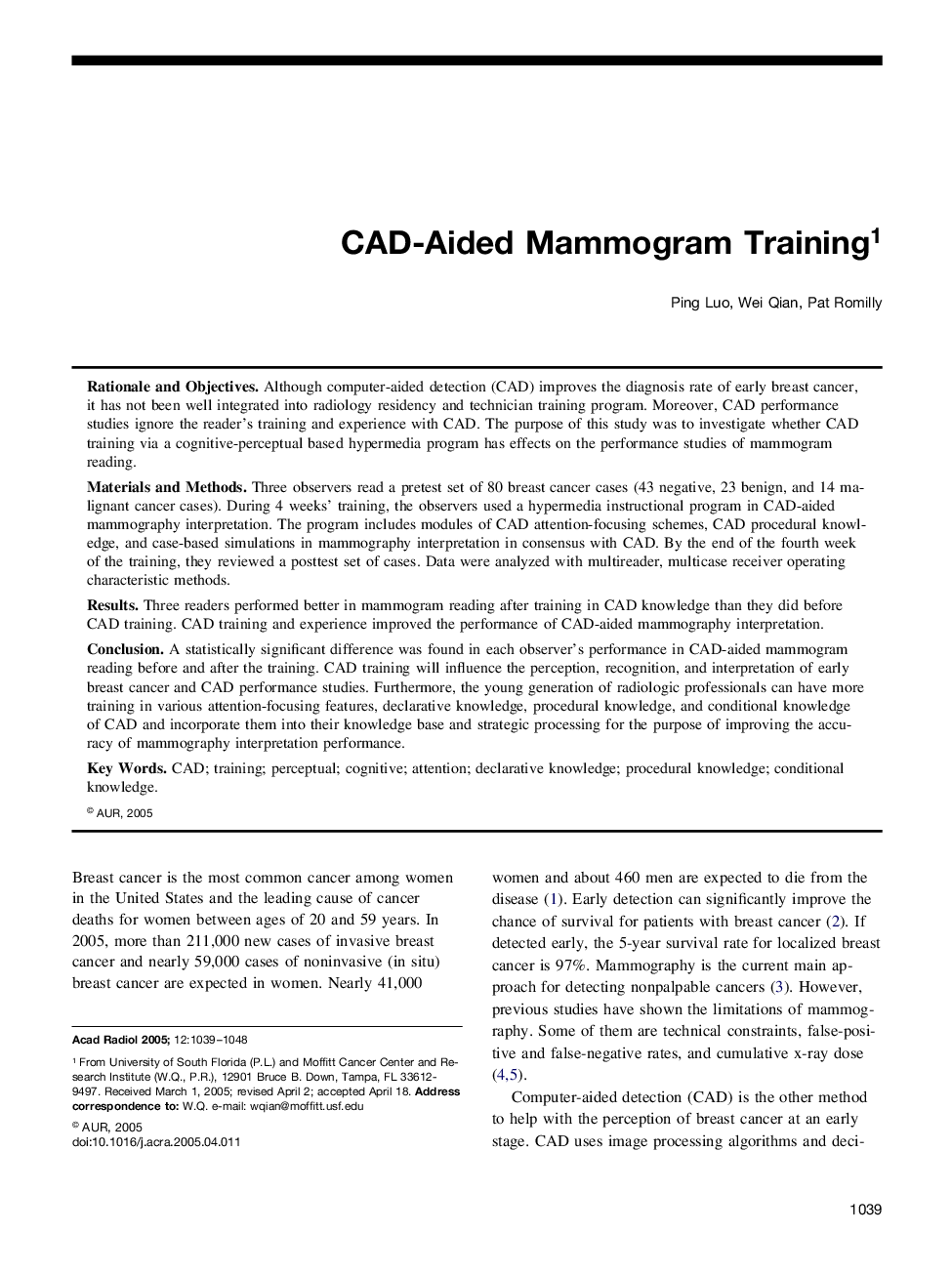 CAD-Aided Mammogram Training1