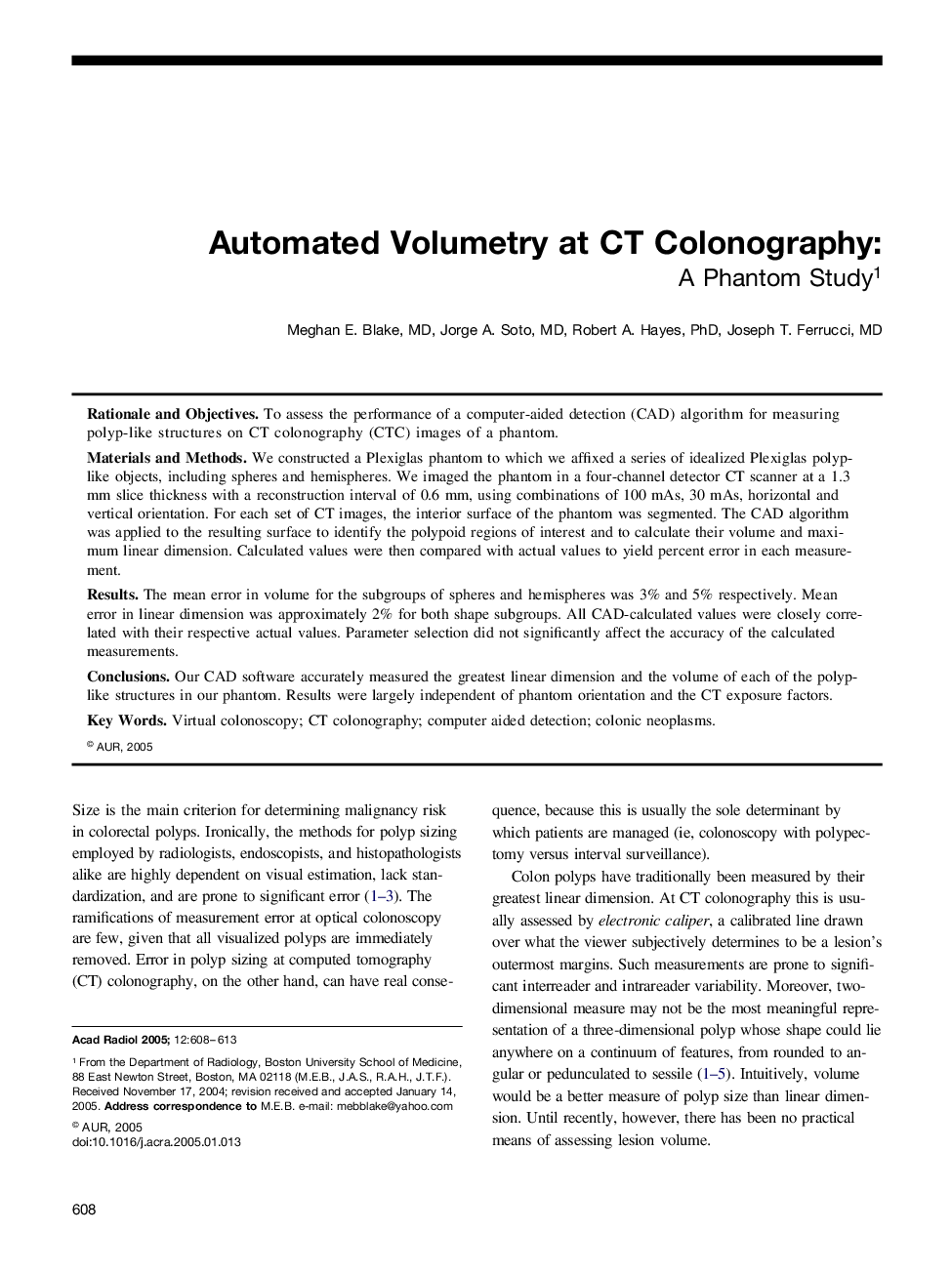 Automated Volumetry at CT Colonography