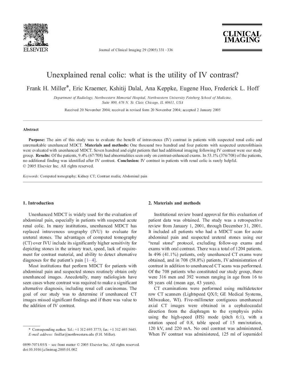 Unexplained renal colic: What is the utility of IV contrast?