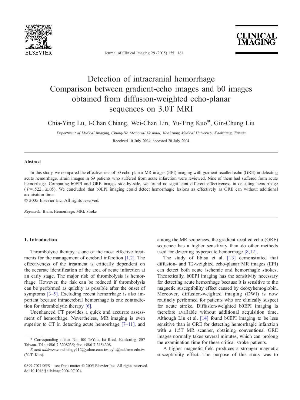 Detection of intracranial hemorrhage