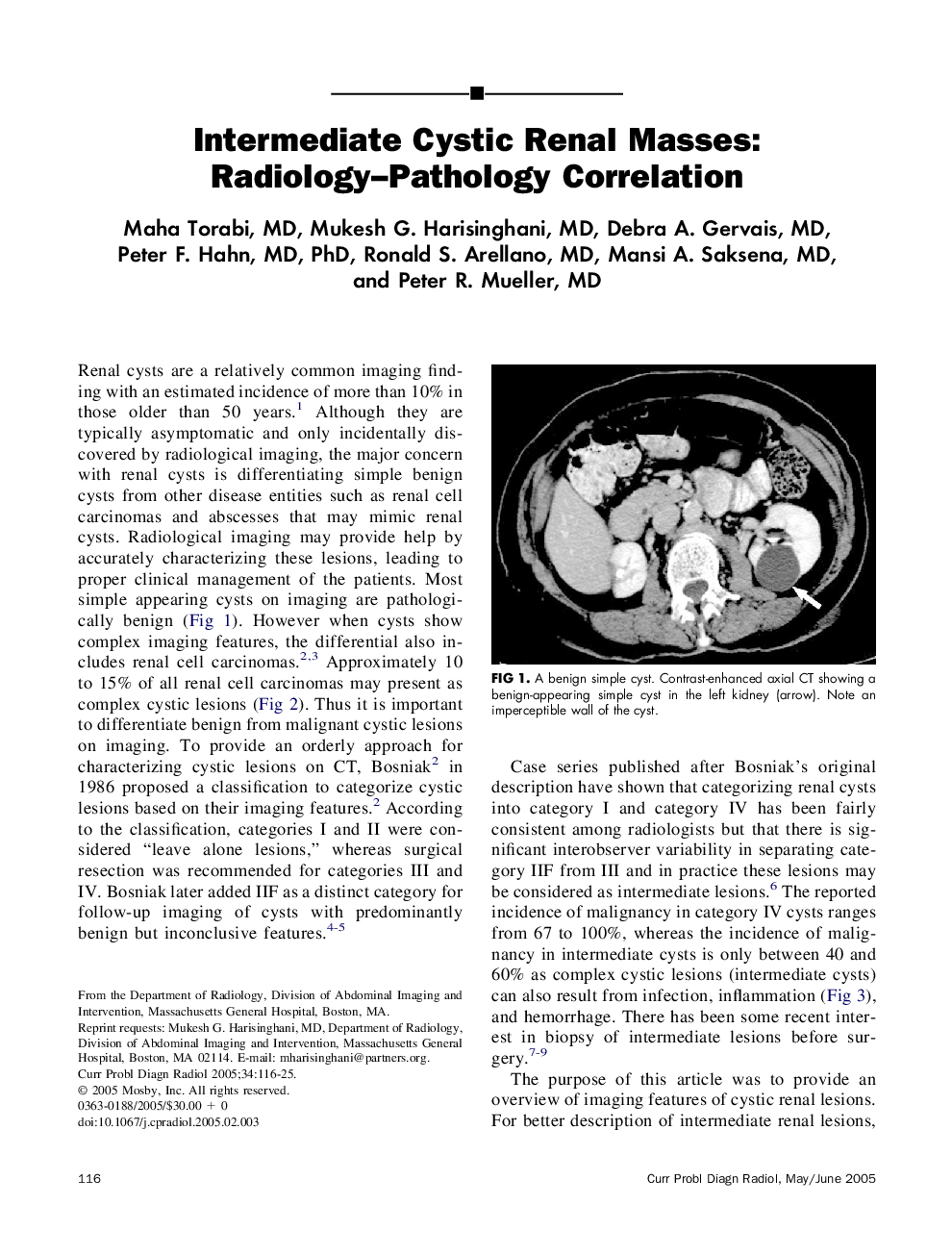 Intermediate Cystic Renal Masses: Radiology-Pathology Correlation