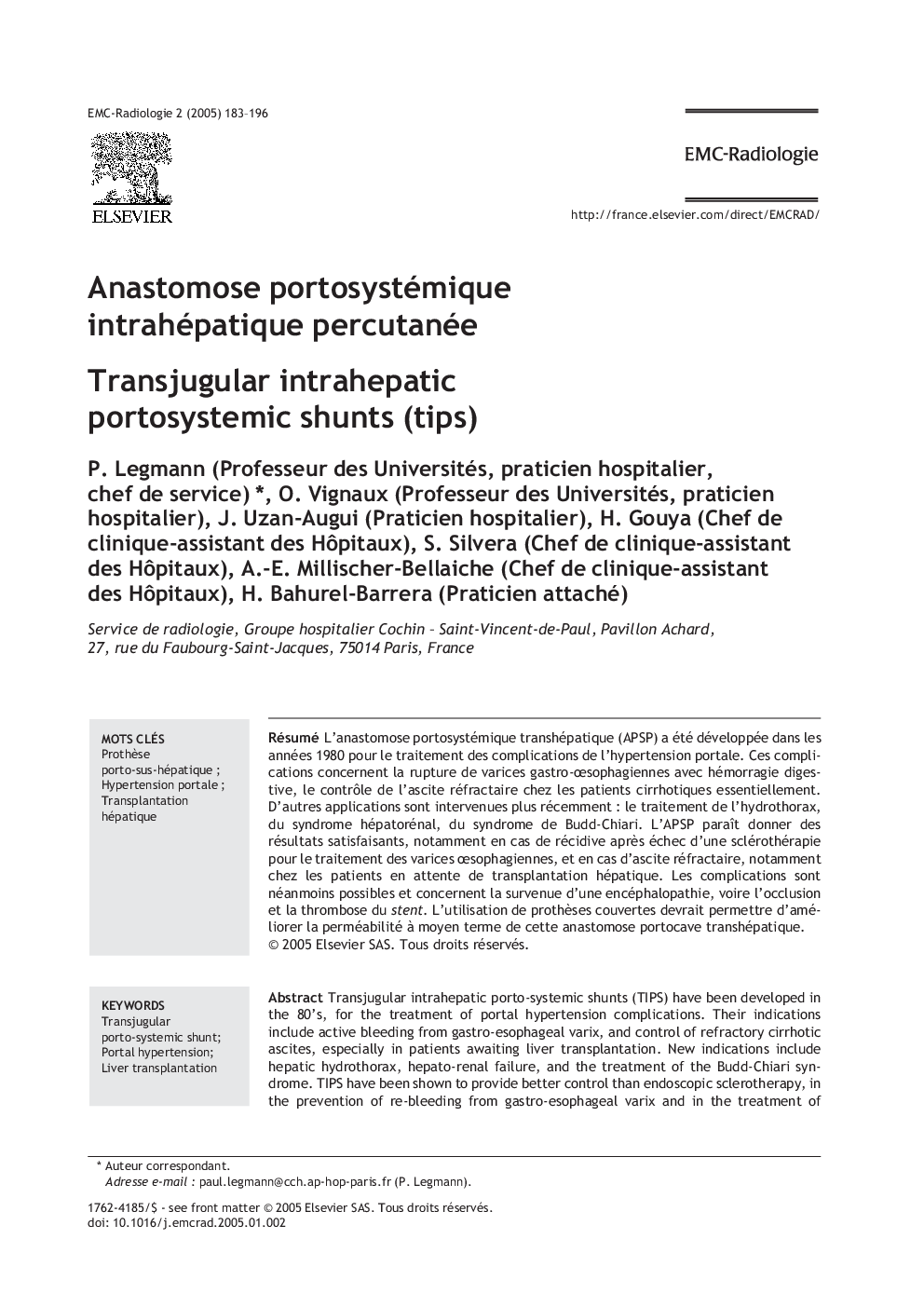 Anastomose portosystémique intrahépatique percutanée