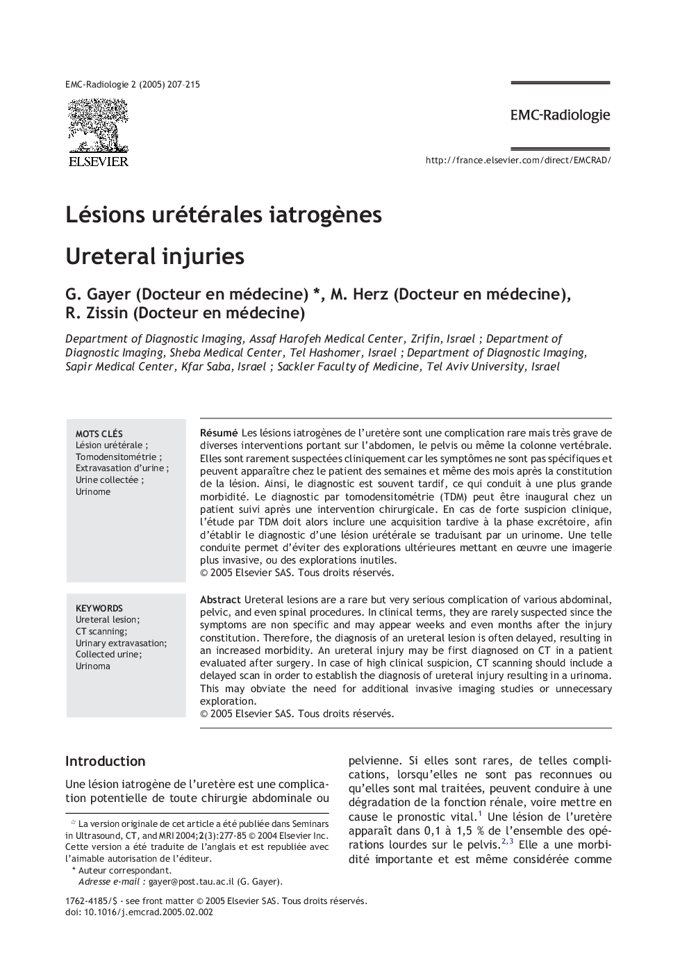 Lésions urétérales iatrogÃ¨nes