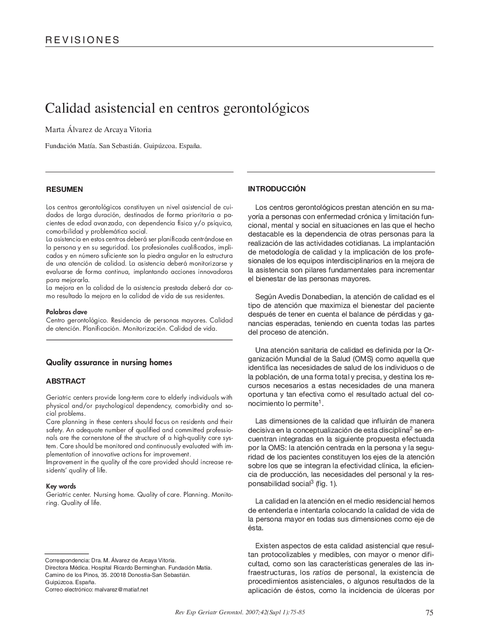 Calidad asistencial en centros gerontológicos