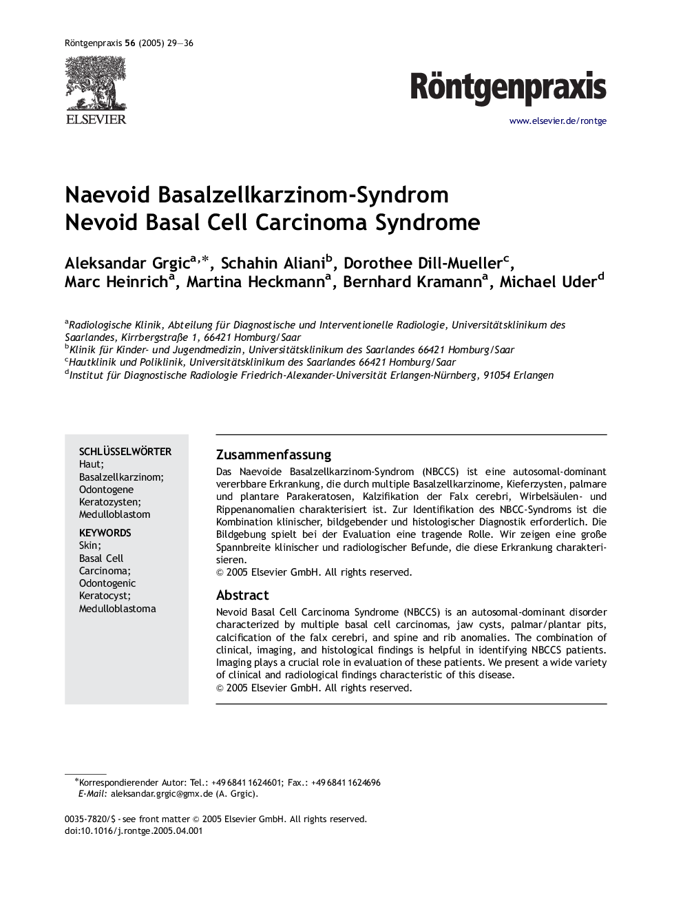 Naevoid Basalzellkarzinom-Syndrom