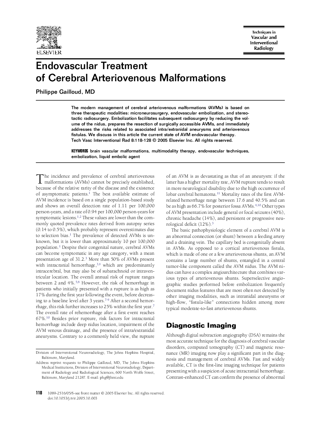 Endovascular Treatment of Cerebral Arteriovenous Malformations