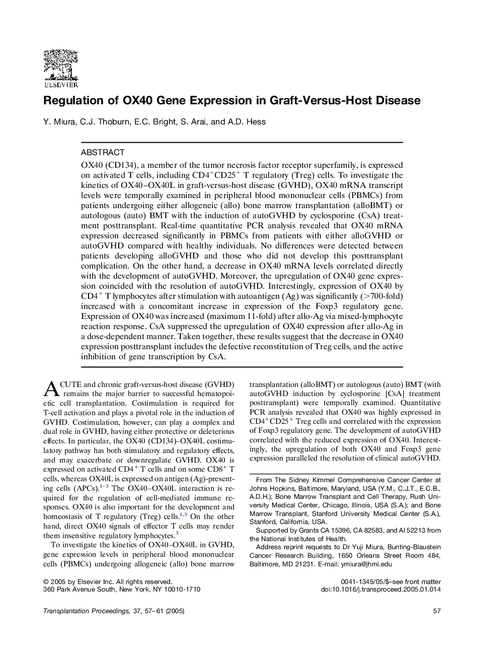 Regulation of OX40 gene expression in graft-versus-host disease