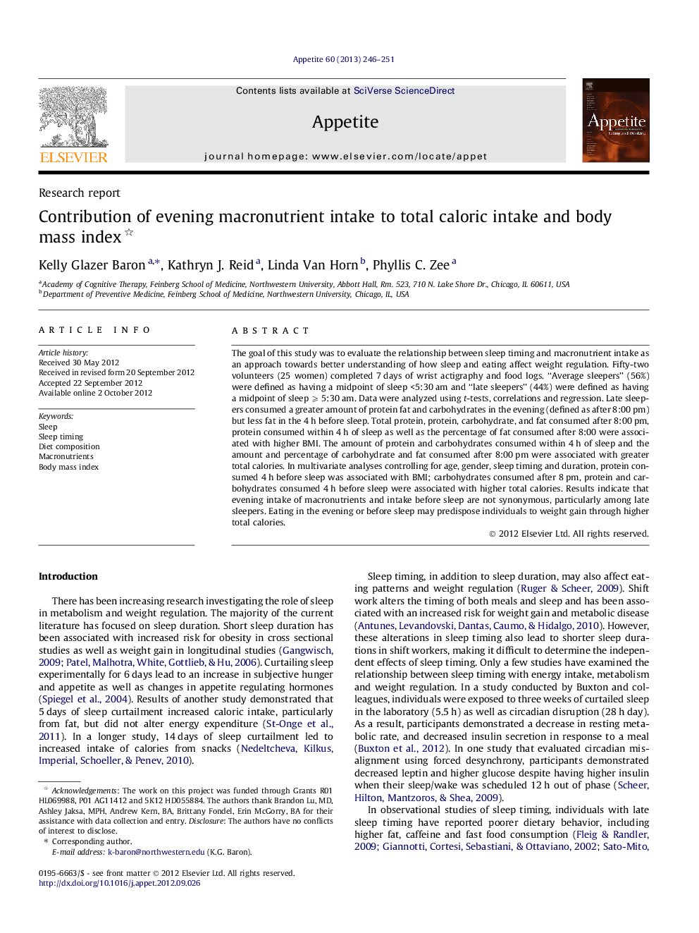 Contribution of evening macronutrient intake to total caloric intake and body mass index 