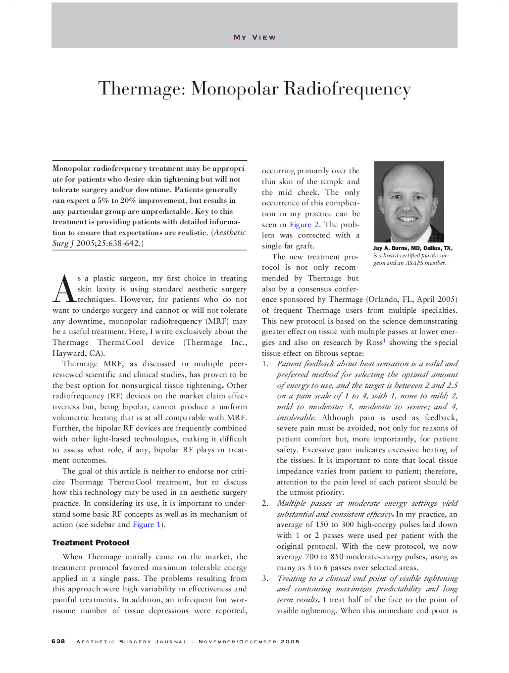 Thermage: Monopolar radiofrequency