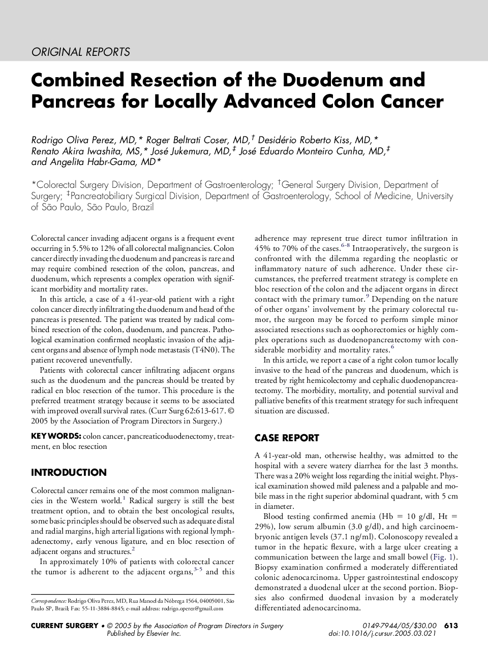 Combined Resection of the Duodenum and Pancreas for Locally Advanced Colon Cancer