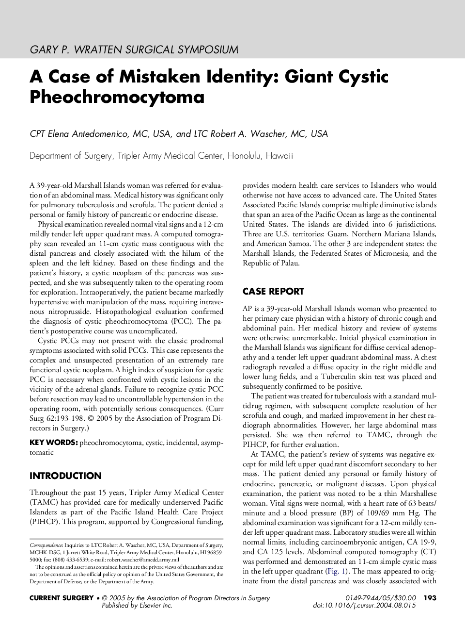 A case of mistaken identity: Giant cystic pheochromocytoma1