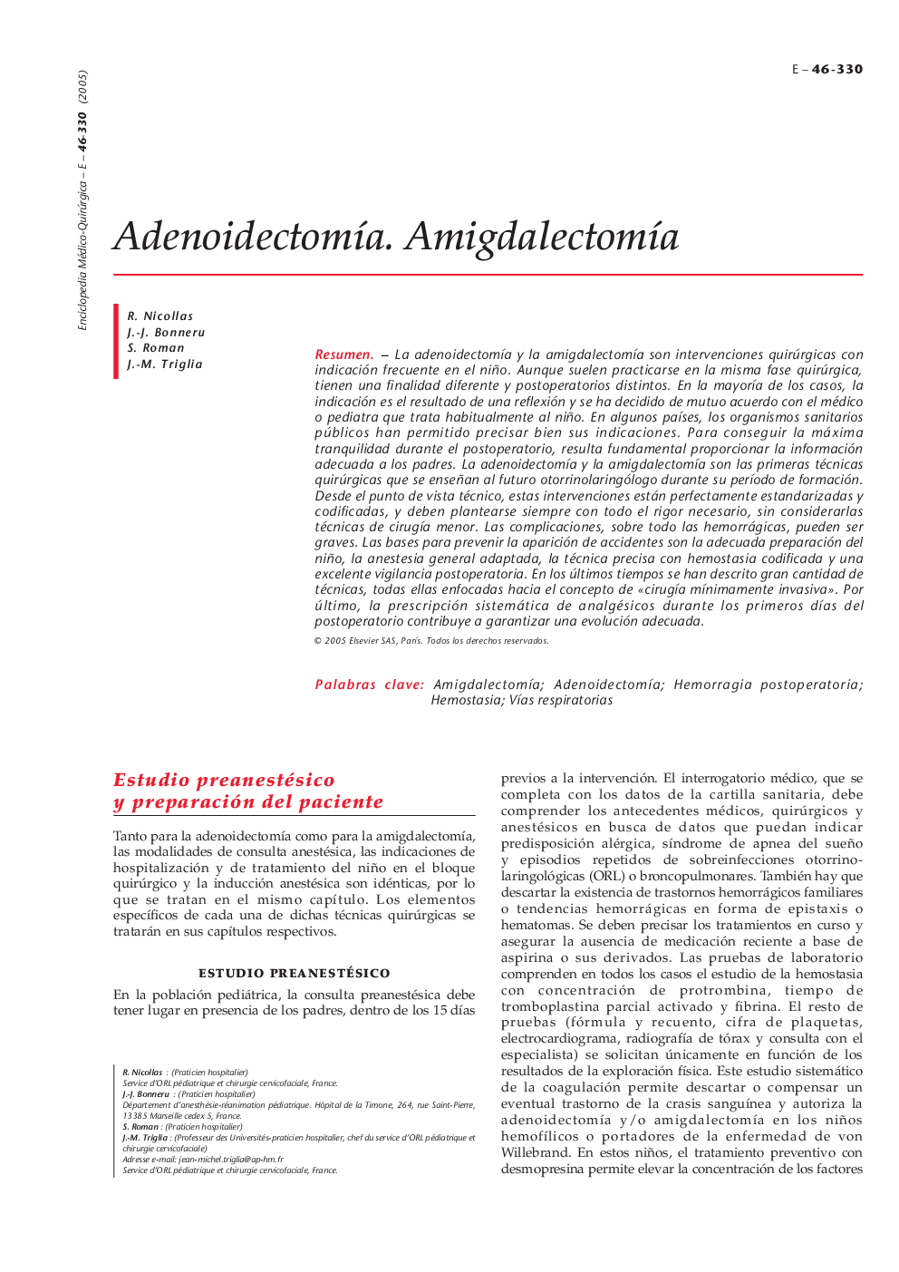 AdenoidectomÃ­a. AmigdalectomÃ­a