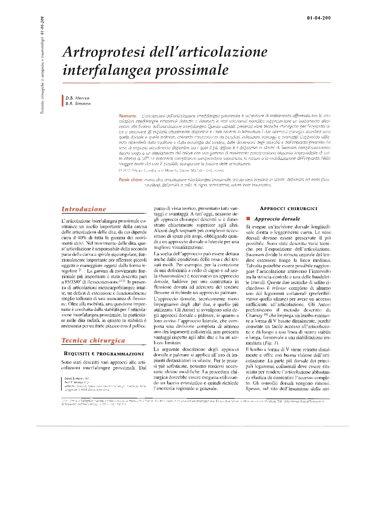 Artroprotesi dell'articolazione interfalangea prossimale