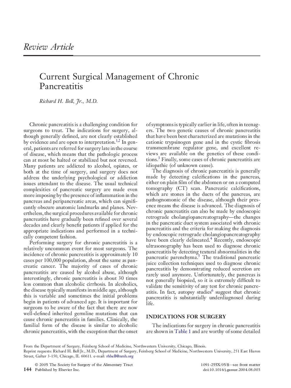 عکس صفحه اول مقاله: Current surgical management of chronic pancreatitis Current surgical management of chronic pancreatitis
