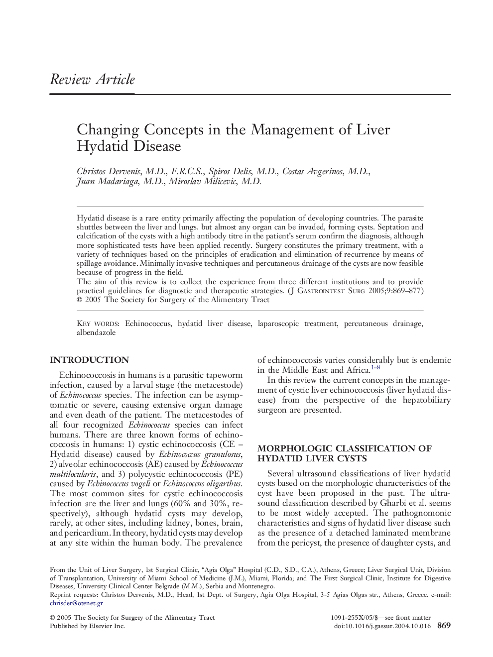 Changing Concepts in the Management of Liver Hydatid Disease