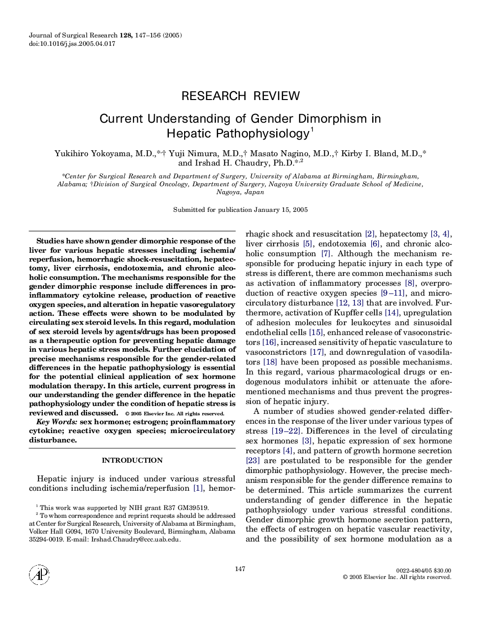 Current Understanding of Gender Dimorphism in Hepatic Pathophysiology1