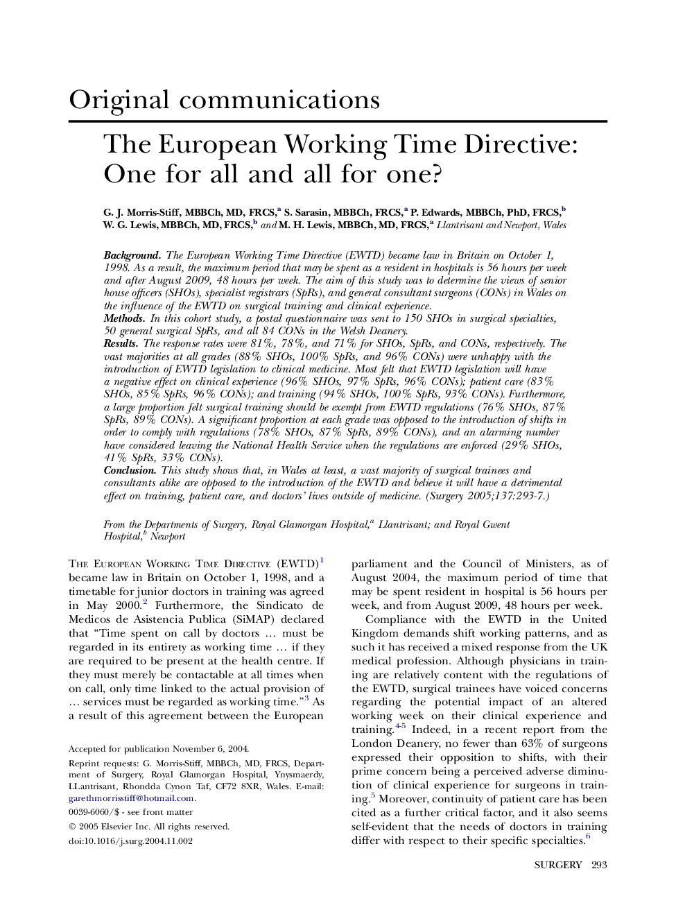 The European Working Time Directive: One for all and all for one?