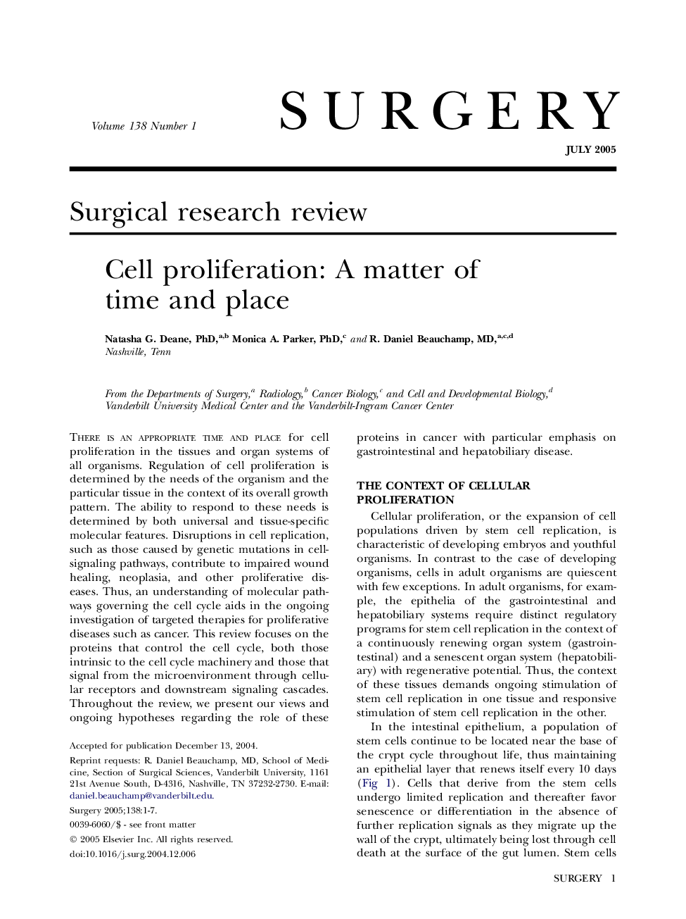 Cell proliferation: A matter of time and place