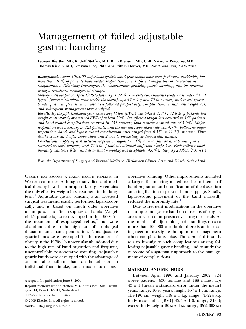 Management of failed adjustable gastric banding