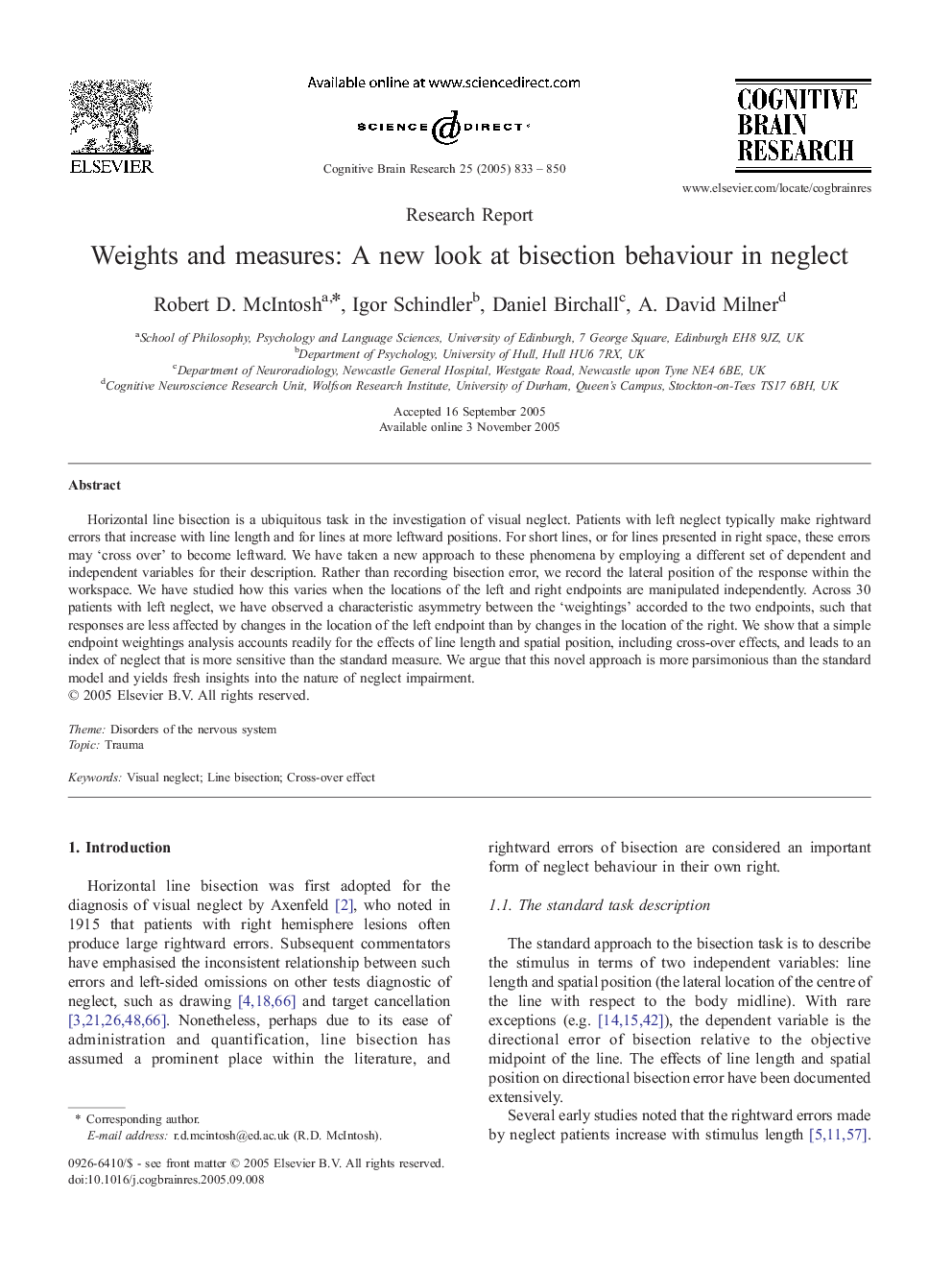 Weights and measures: A new look at bisection behaviour in neglect