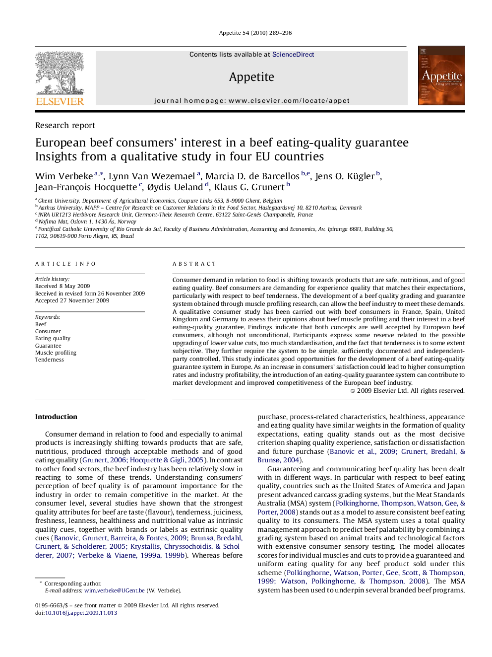 European beef consumers’ interest in a beef eating-quality guarantee: Insights from a qualitative study in four EU countries