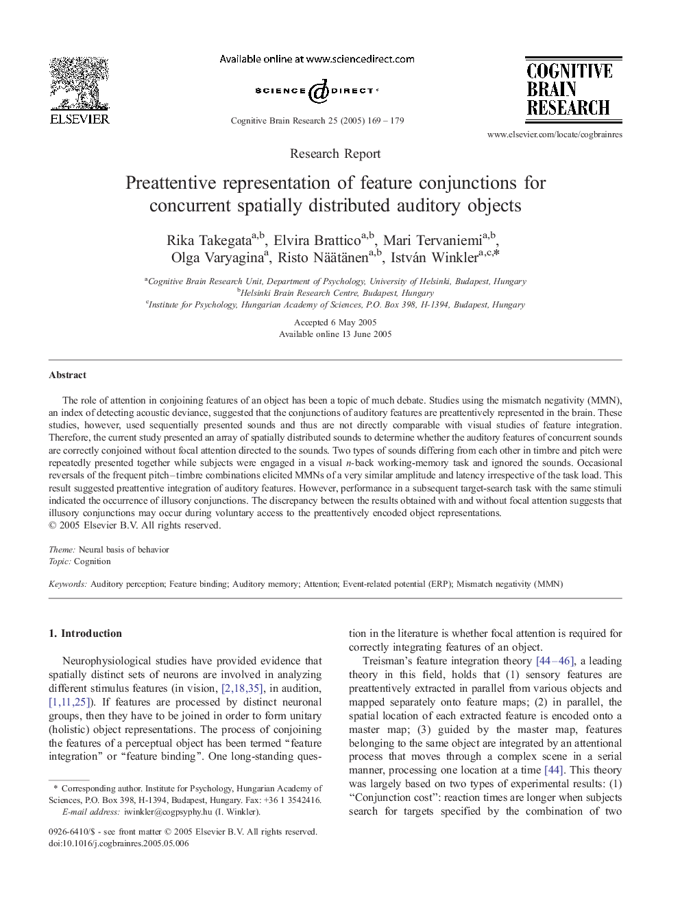 Preattentive representation of feature conjunctions for concurrent spatially distributed auditory objects