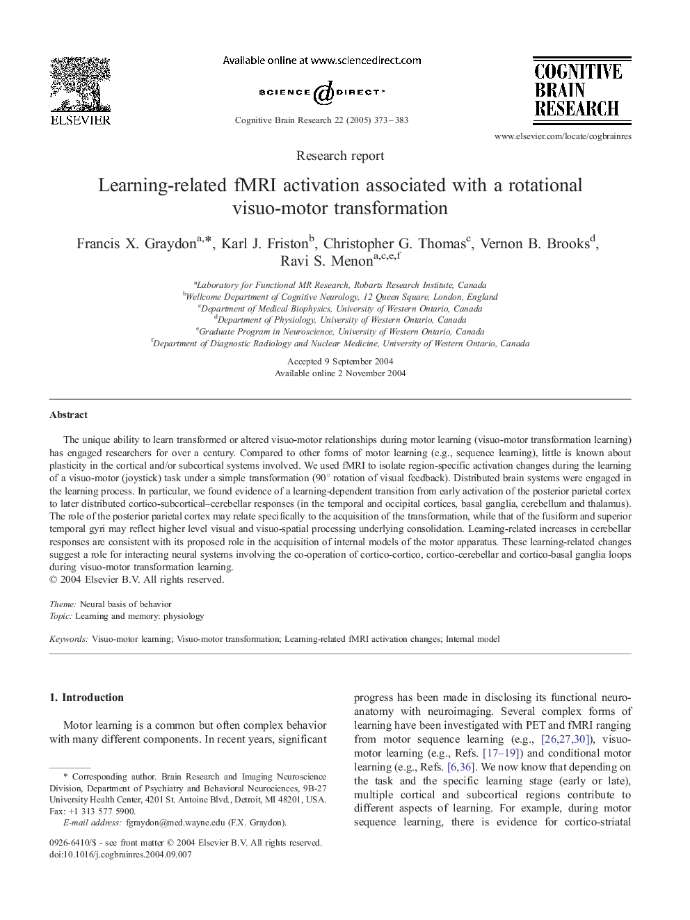 Learning-related fMRI activation associated with a rotational visuo-motor transformation