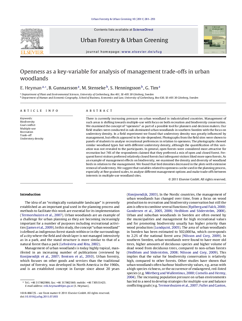 Openness as a key-variable for analysis of management trade-offs in urban woodlands