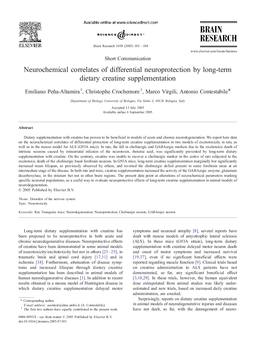 Neurochemical correlates of differential neuroprotection by long-term dietary creatine supplementation