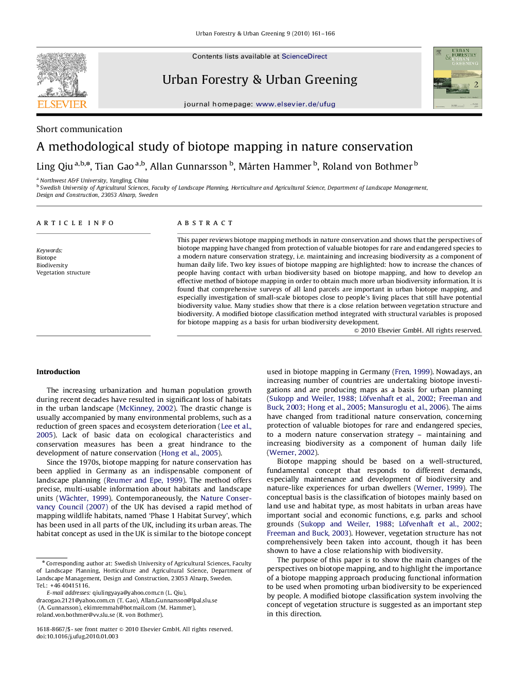 A methodological study of biotope mapping in nature conservation