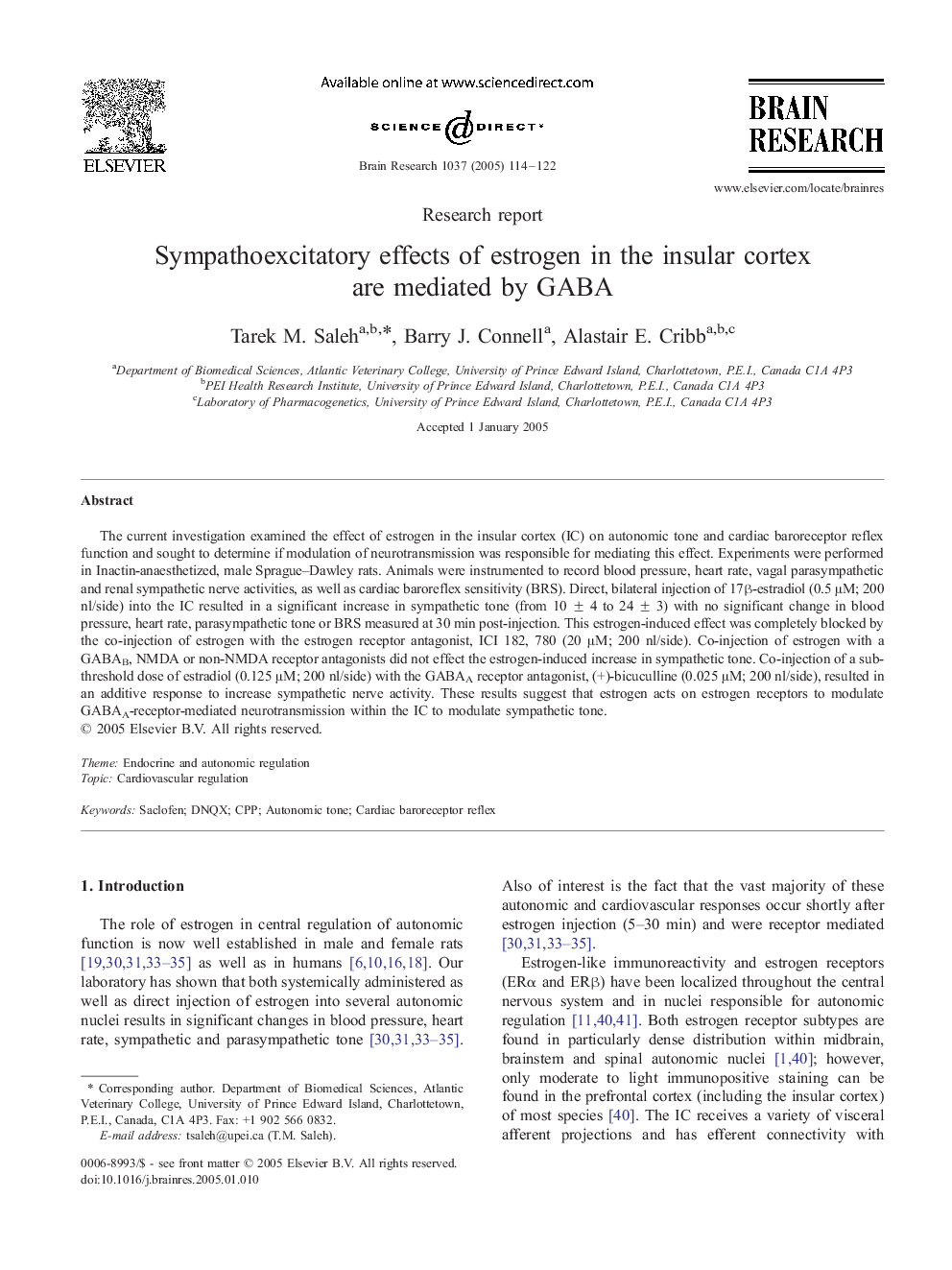 Sympathoexcitatory effects of estrogen in the insular cortex are mediated by GABA