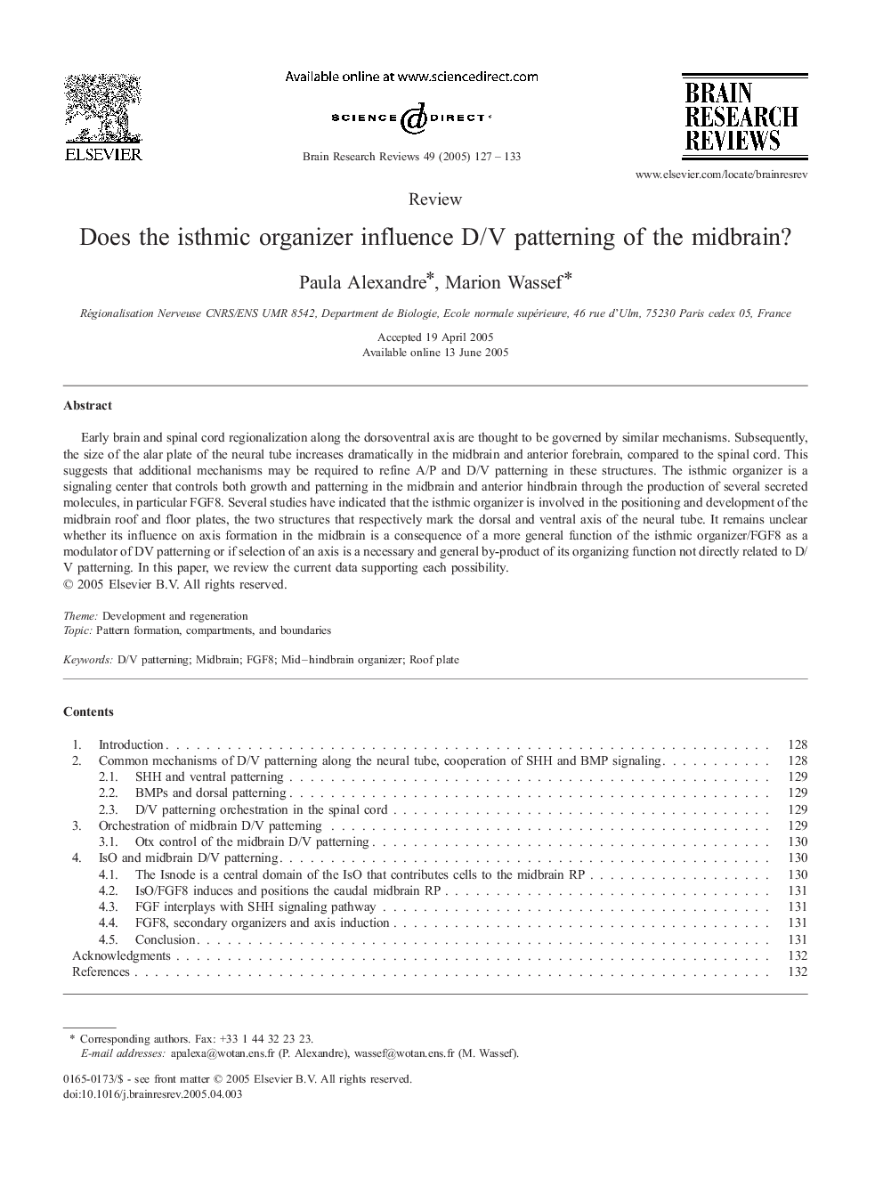 Does the isthmic organizer influence D/V patterning of the midbrain?