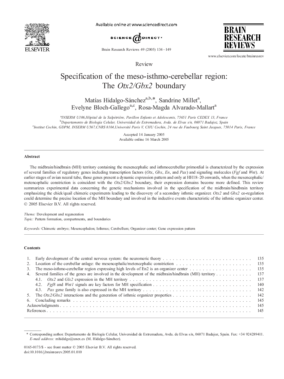 Specification of the meso-isthmo-cerebellar region: The Otx2/Gbx2 boundary