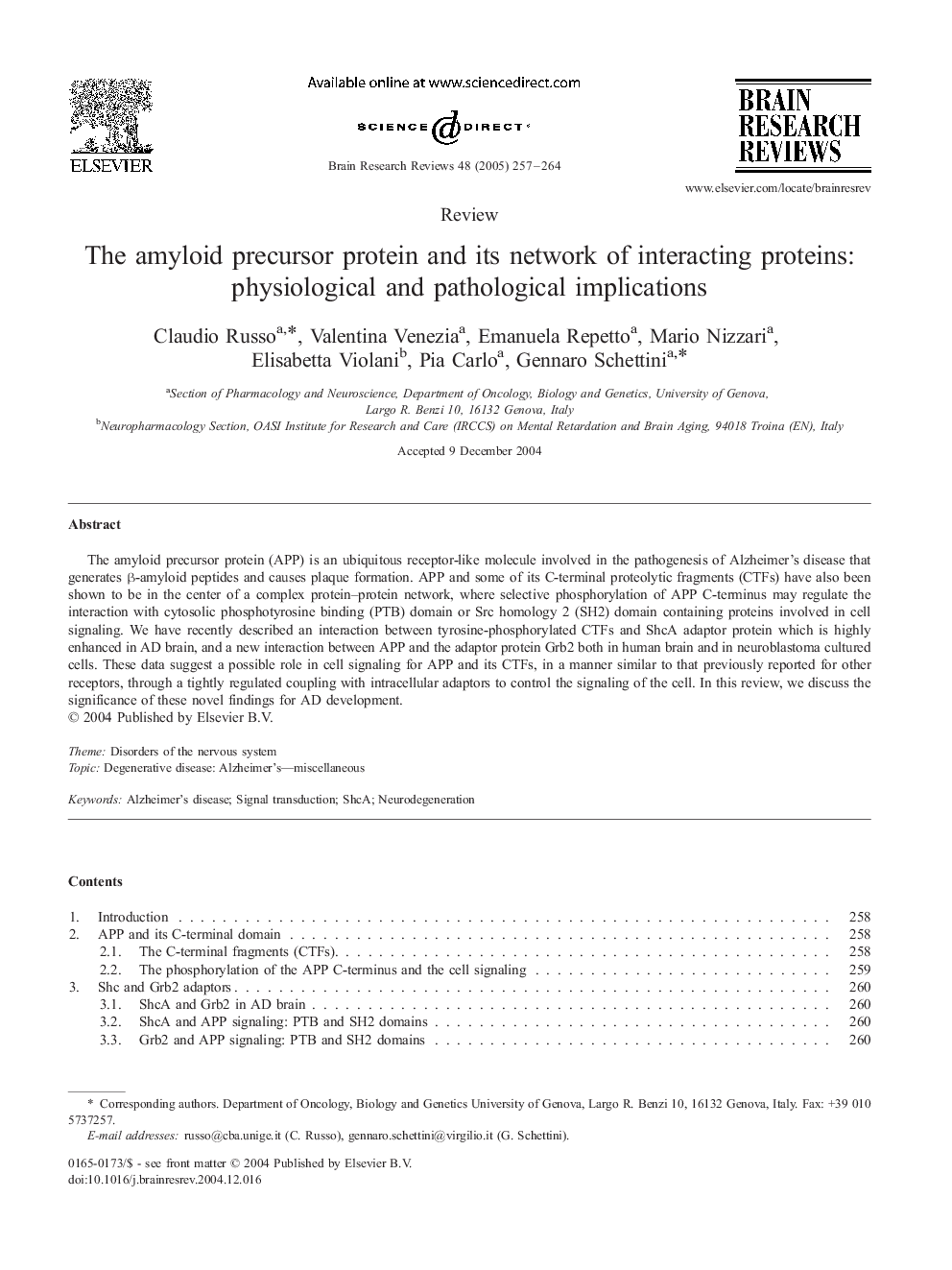 The amyloid precursor protein and its network of interacting proteins: physiological and pathological implications