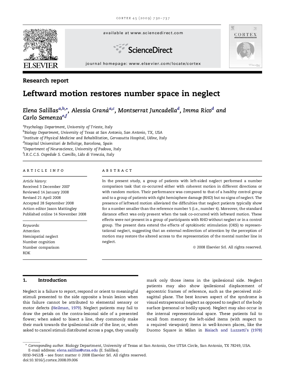 Leftward motion restores number space in neglect