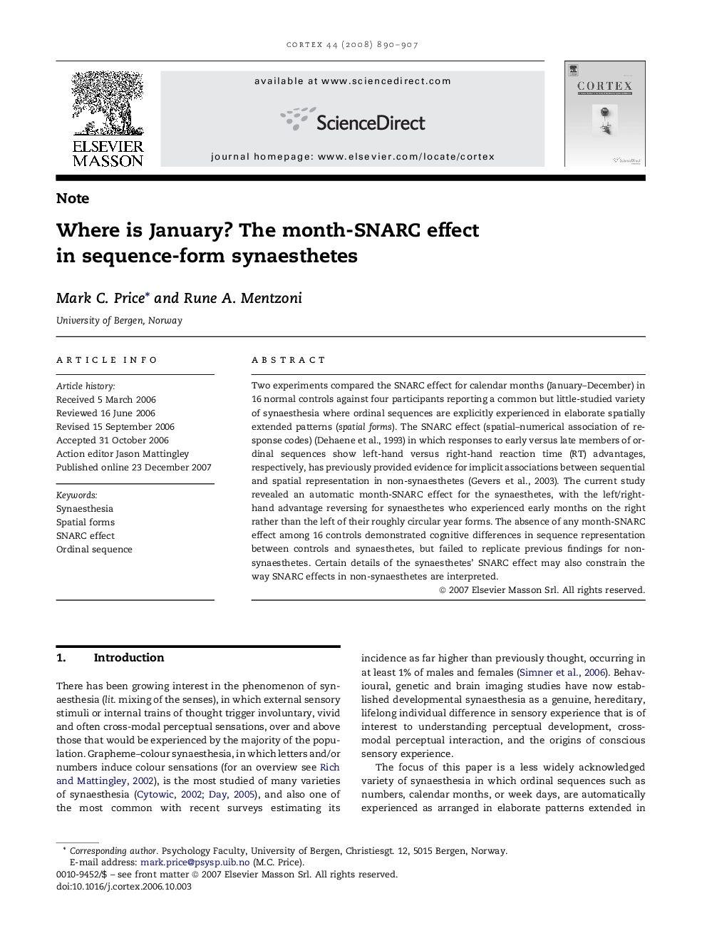 Where is January? The month-SNARC effect in sequence-form synaesthetes