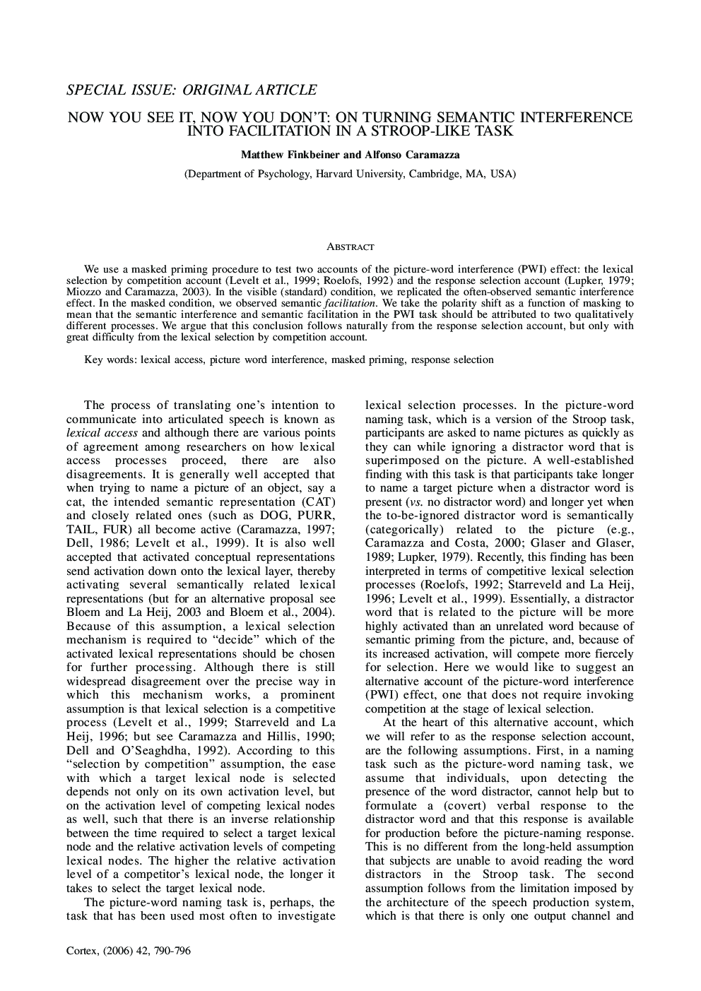 Now You See it, Now you Don't: On Turning Semantic Interference Into Facilitation in a Stroop-Like Task