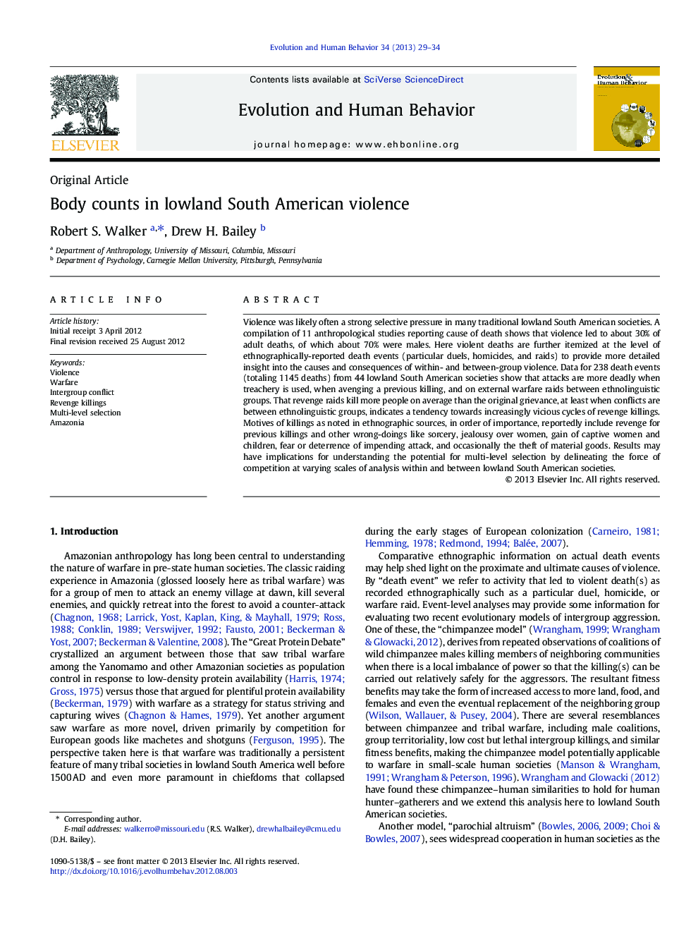 Body counts in lowland South American violence