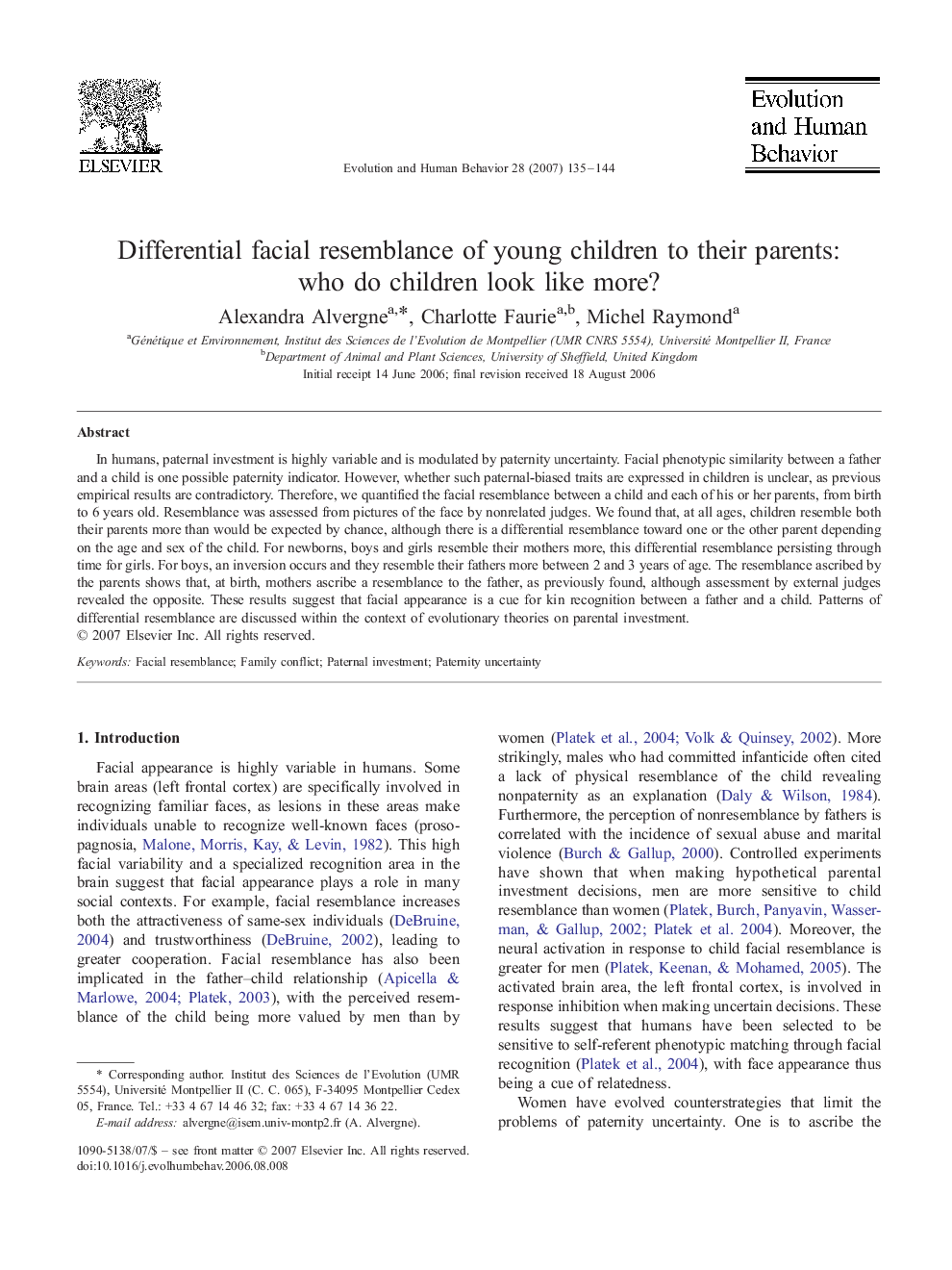 Differential facial resemblance of young children to their parents: who do children look like more?