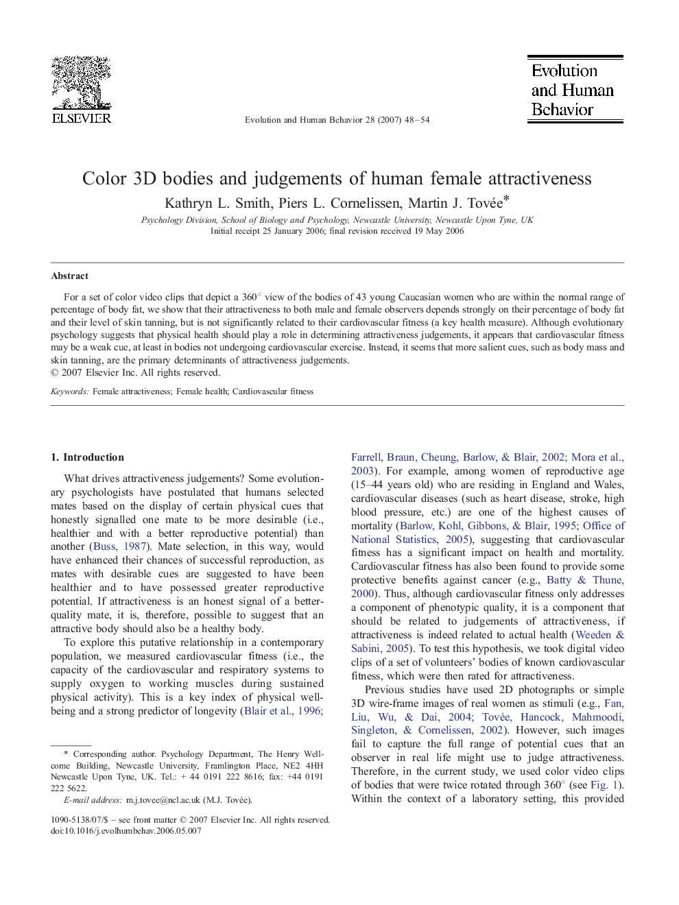 Color 3D bodies and judgements of human female attractiveness