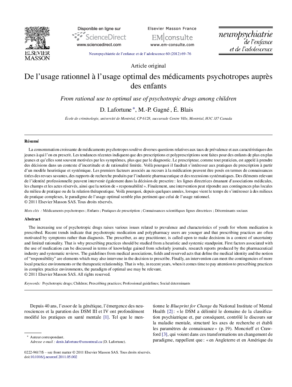 De l’usage rationnel à l’usage optimal des médicaments psychotropes auprès des enfants