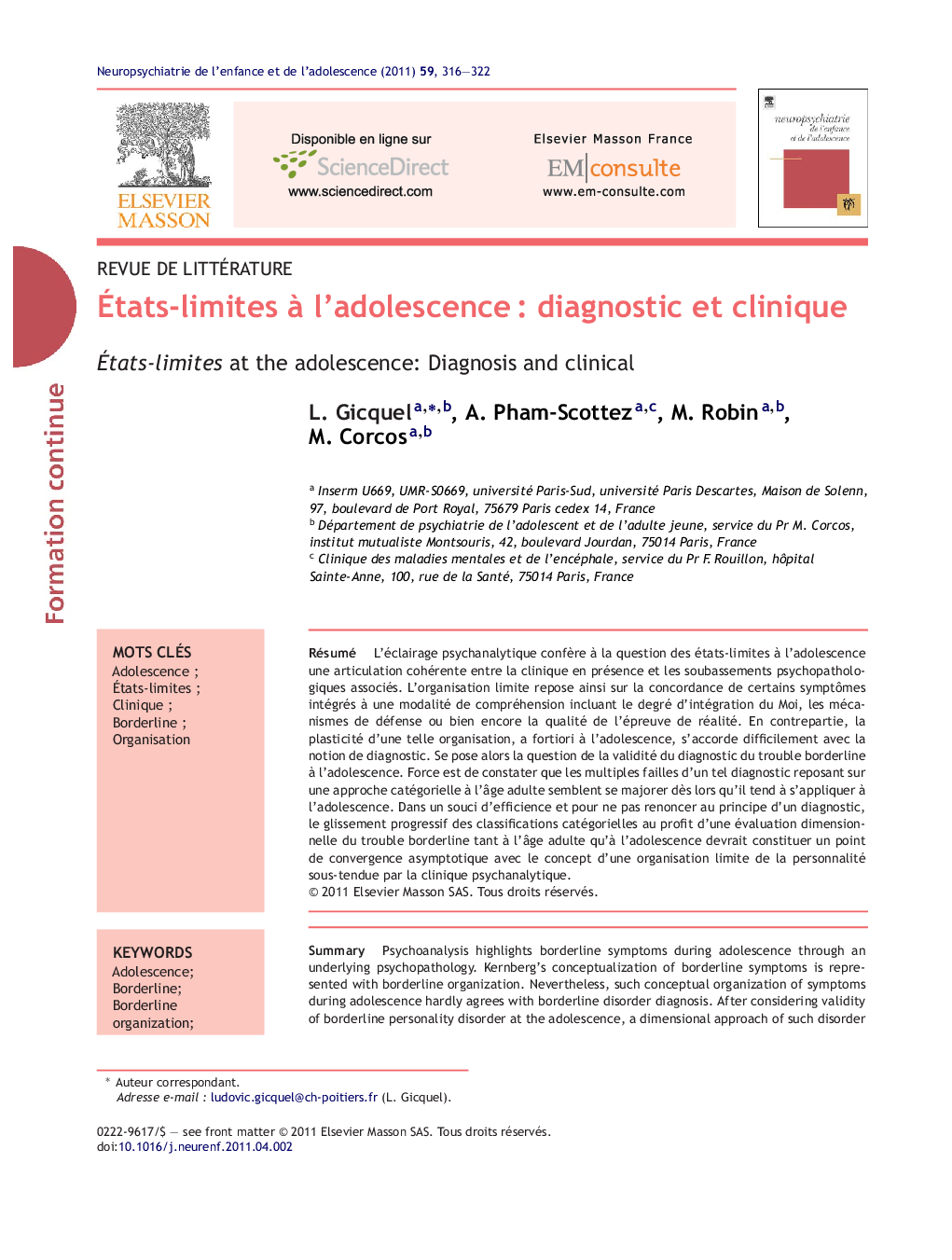 États-limites à l’adolescence : diagnostic et clinique