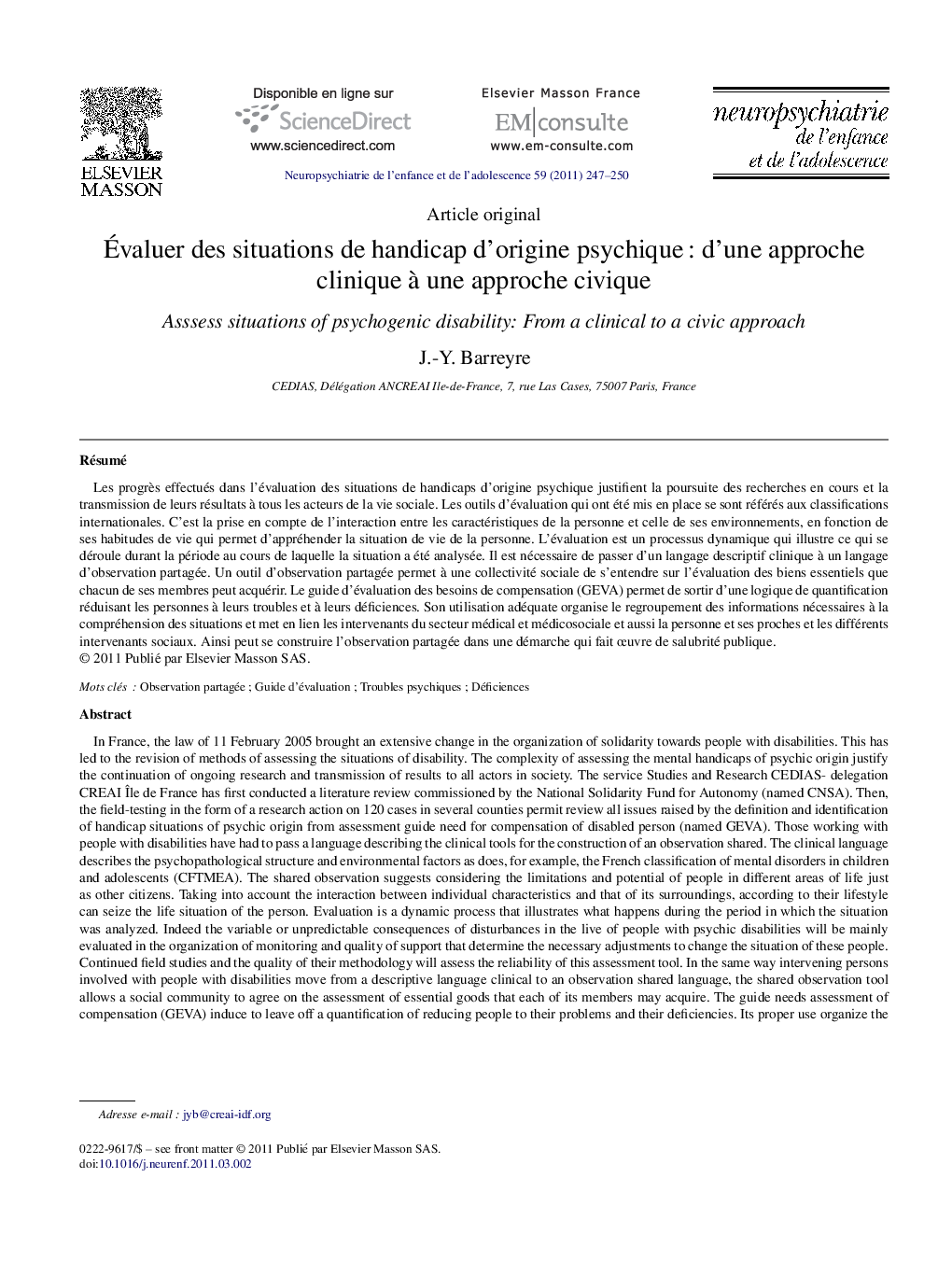 Évaluer des situations de handicap d’origine psychique : d’une approche clinique à une approche civique