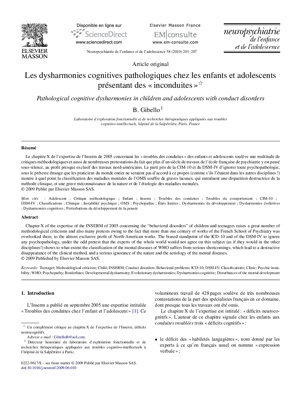 Les dysharmonies cognitives pathologiques chez les enfants et adolescents présentant des « inconduites » 