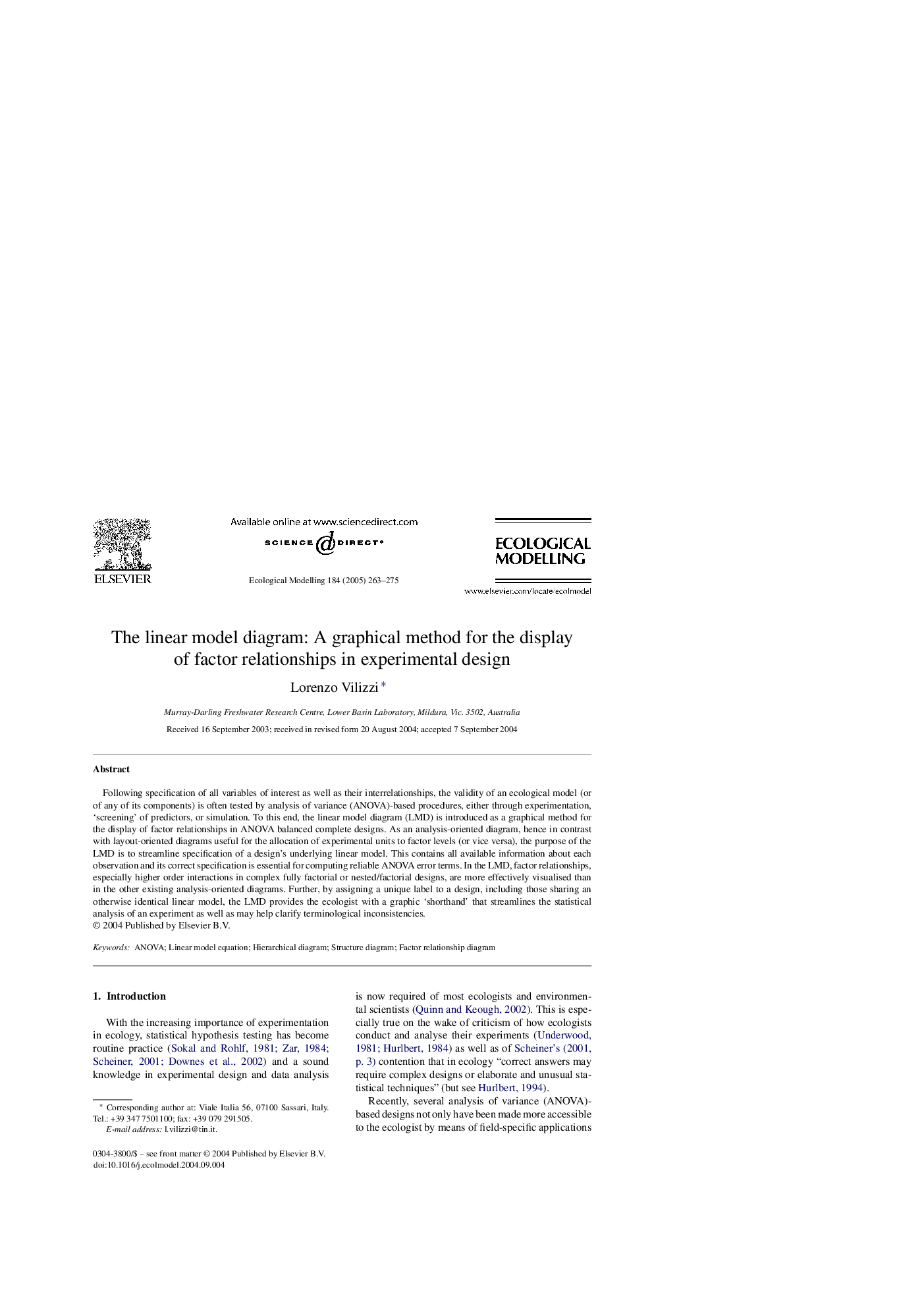 The linear model diagram: A graphical method for the display of factor relationships in experimental design