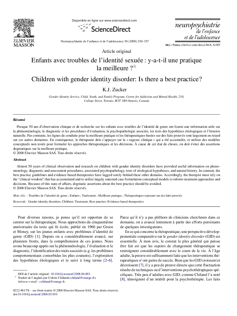 Enfants avec troubles de l’identité sexuée : y-a-t-il une pratique la meilleure ? 