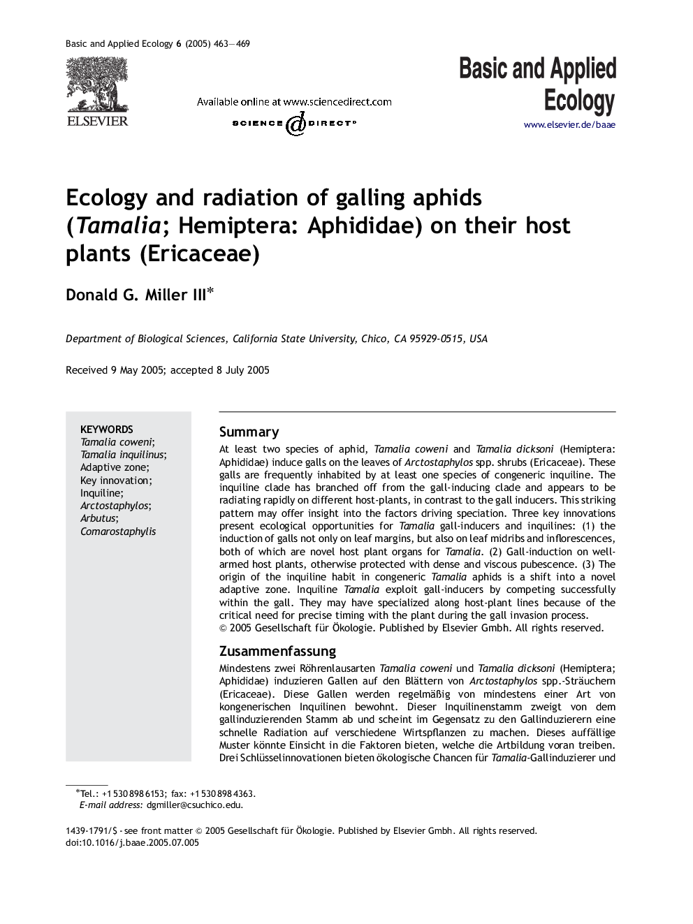 Ecology and radiation of galling aphids (Tamalia; Hemiptera: Aphididae) on their host plants (Ericaceae)