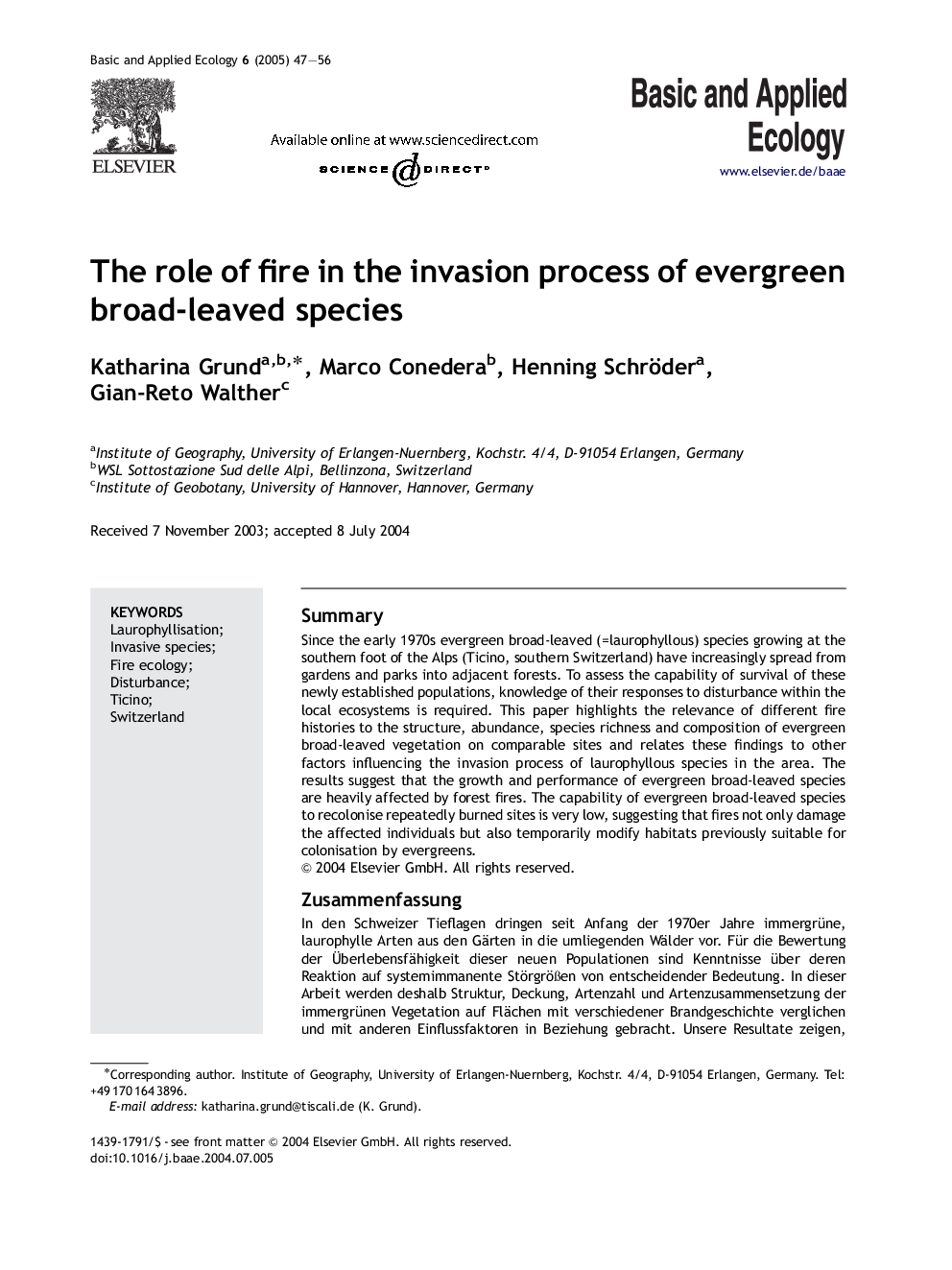 The role of fire in the invasion process of evergreen broad-leaved species