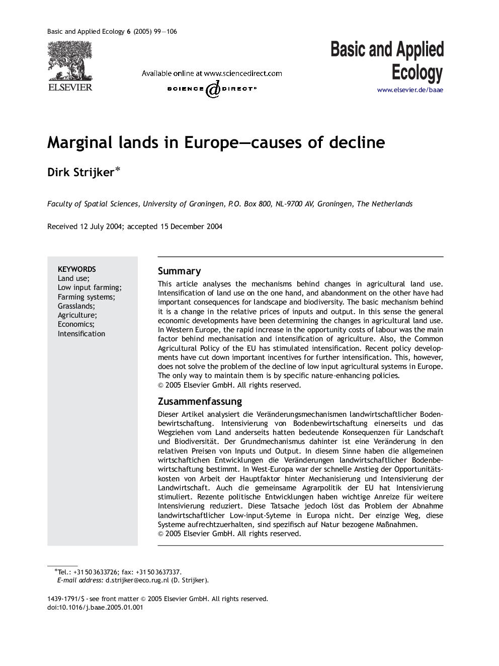 Marginal lands in Europe-causes of decline